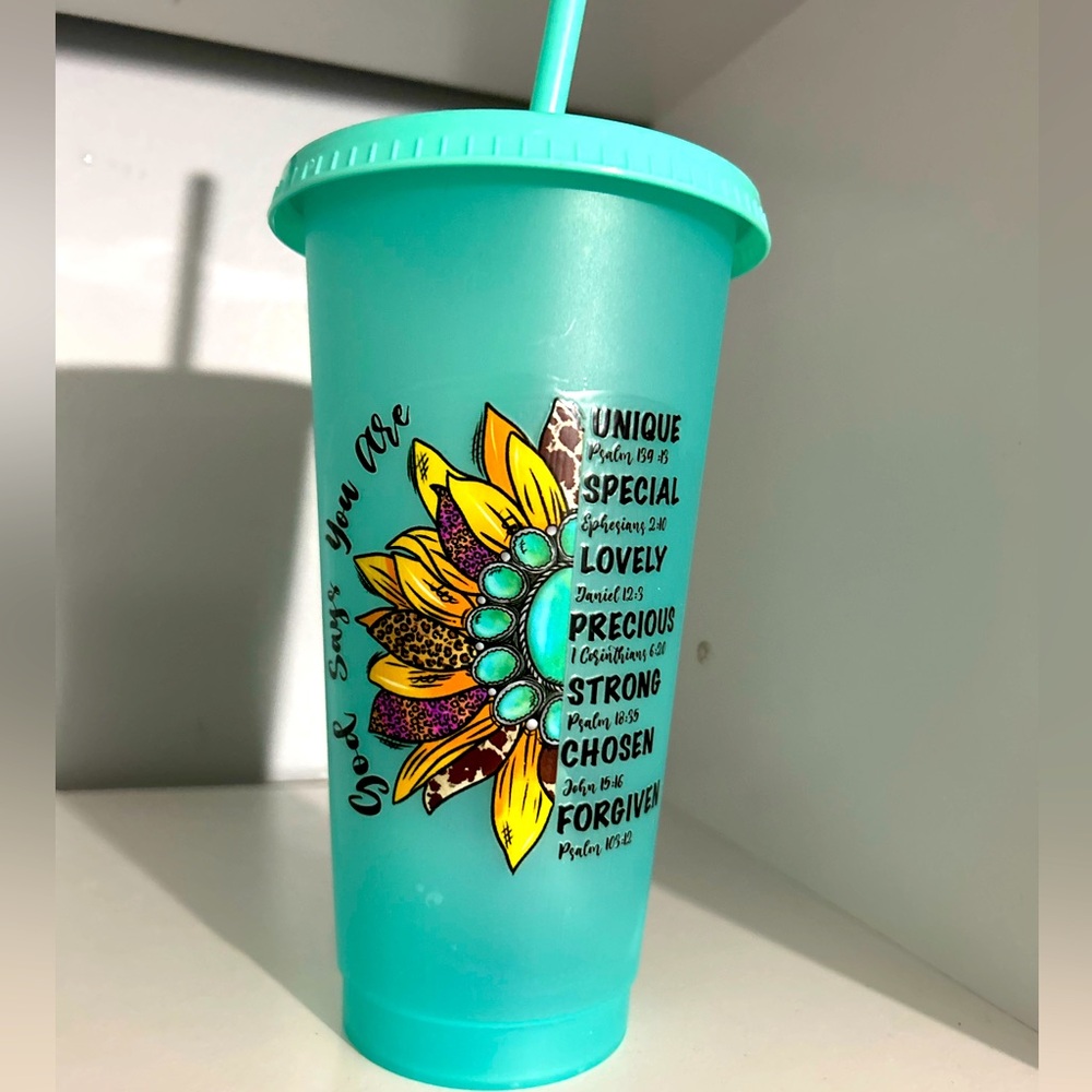 24 oz NEW Handmade Teal Cup